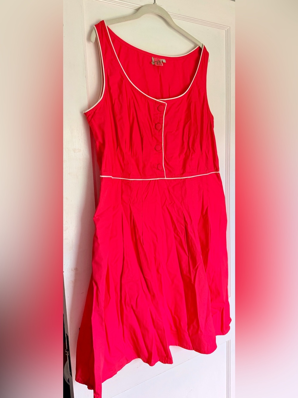 Eshakti Retro Fit and Flare Sleeveless A-Line Dress with White piping.